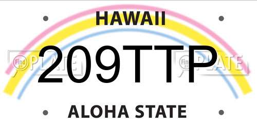 209TTP Hawaii License Plate