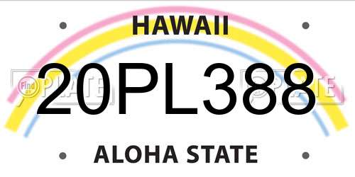 20PL388 Hawaii License Plate