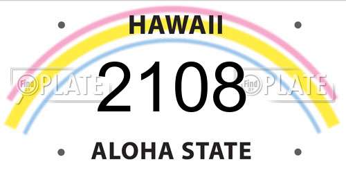 2108 Hawaii License Plate