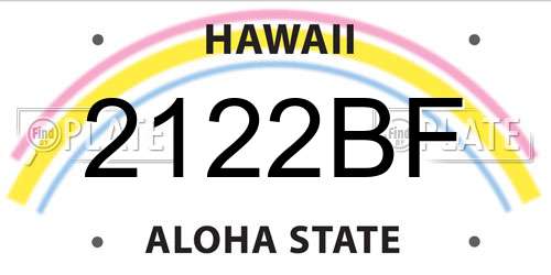 2122BF Hawaii License Plate