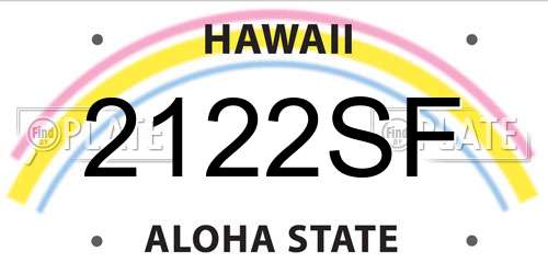 2122SF Hawaii License Plate