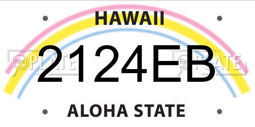2124EB Hawaii License Plate