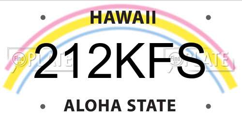 212KFS Hawaii License Plate