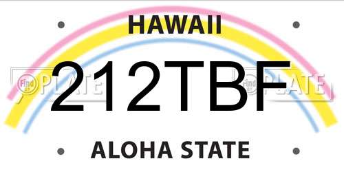 212TBF Hawaii License Plate