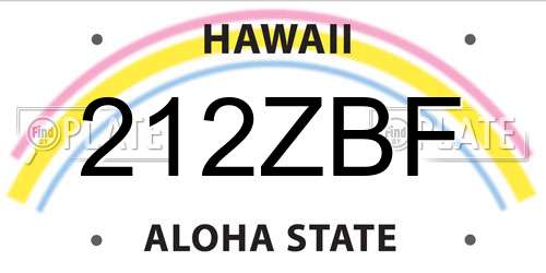 212ZBF Hawaii License Plate
