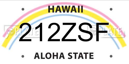 212ZSF Hawaii License Plate