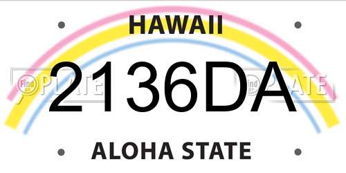 2136DA Hawaii License Plate