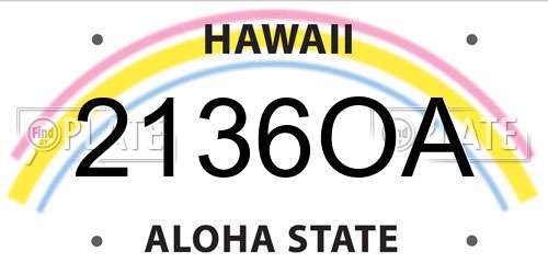 2136OA Hawaii License Plate