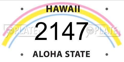 2147 Hawaii License Plate