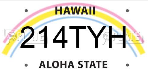 214TYH Hawaii License Plate