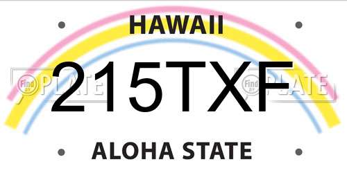 215TXF Hawaii License Plate