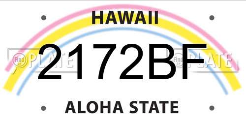 2172BF Hawaii License Plate