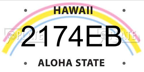 2174EB Hawaii License Plate