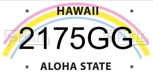 2175GG Hawaii License Plate