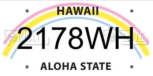 2178WH Hawaii License Plate