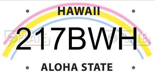 217BWH Hawaii License Plate