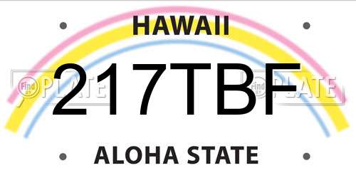 217TBF Hawaii License Plate