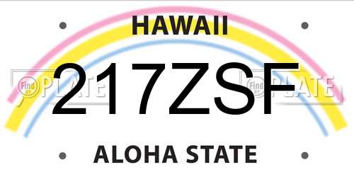 217ZSF Hawaii License Plate