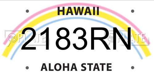 2183RN Hawaii License Plate