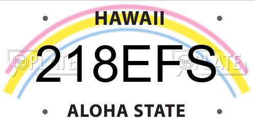 218EFS Hawaii License Plate