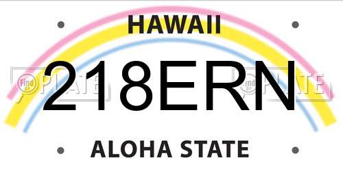 218ERN Hawaii License Plate