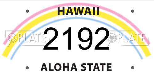 2192 Hawaii License Plate