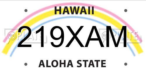219XAM Hawaii License Plate