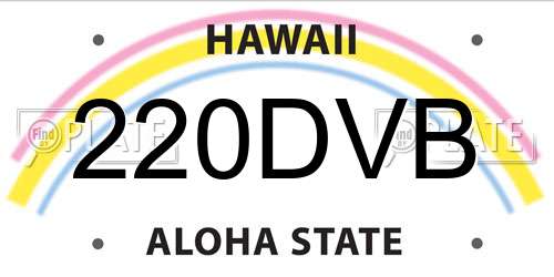 220DVB Hawaii License Plate