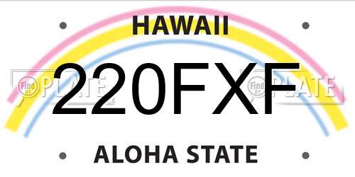 220FXF Hawaii License Plate