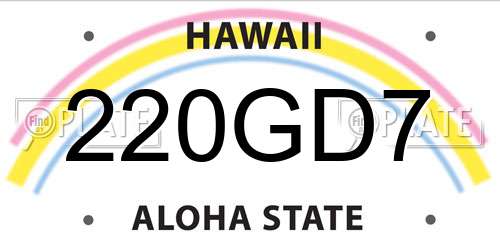 220GD7 Hawaii License Plate
