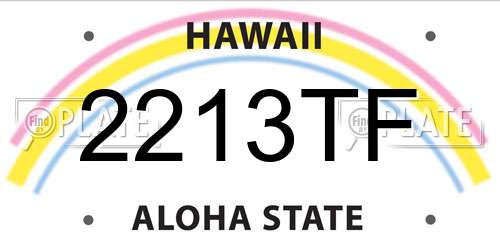 2213TF Hawaii License Plate