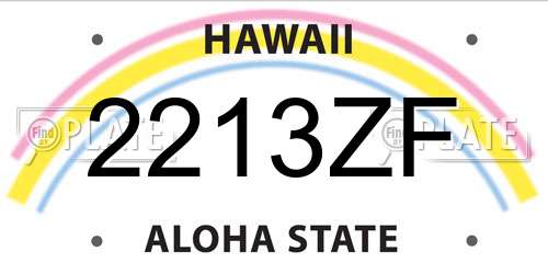 2213ZF Hawaii License Plate