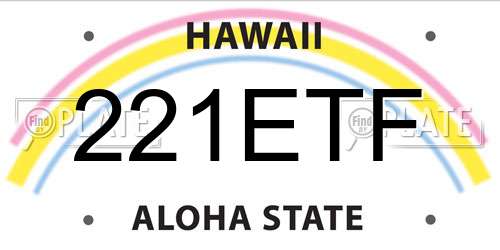 221ETF Hawaii License Plate