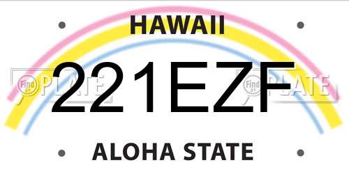 221EZF Hawaii License Plate