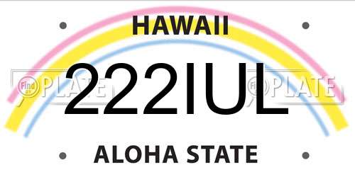 222IUL Hawaii License Plate