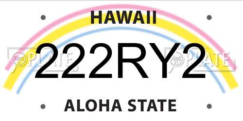 222RY2 Hawaii License Plate