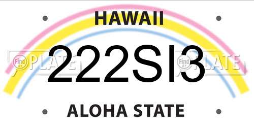 222SI3 Hawaii License Plate