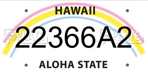 22366A2 Hawaii License Plate