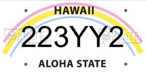 223YY2 Hawaii License Plate