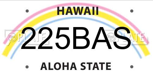 225BAS Hawaii License Plate
