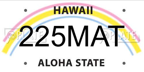 225MAT Hawaii License Plate