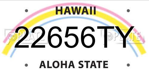 22656TY Hawaii License Plate