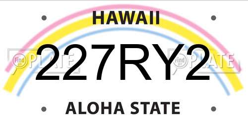 227RY2 Hawaii License Plate