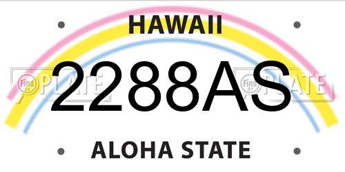 2288AS Hawaii License Plate