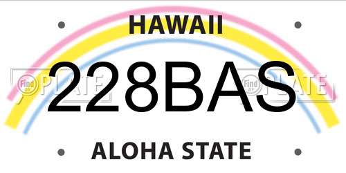 228BAS Hawaii License Plate