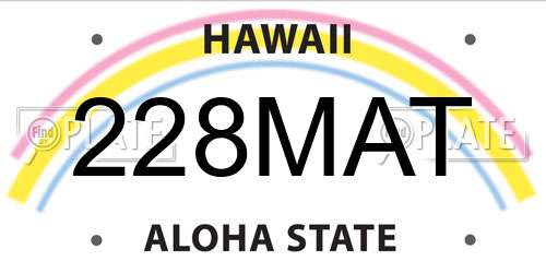228MAT Hawaii License Plate