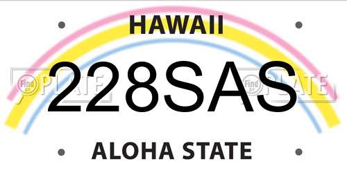 228SAS Hawaii License Plate