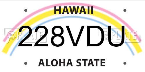228VDU Hawaii License Plate