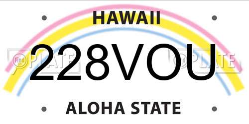 228VOU Hawaii License Plate