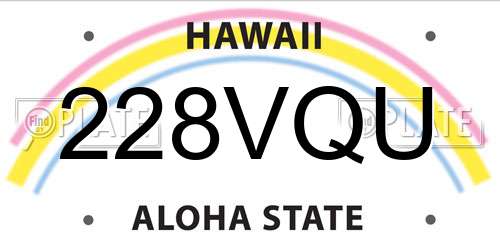 228VQU Hawaii License Plate